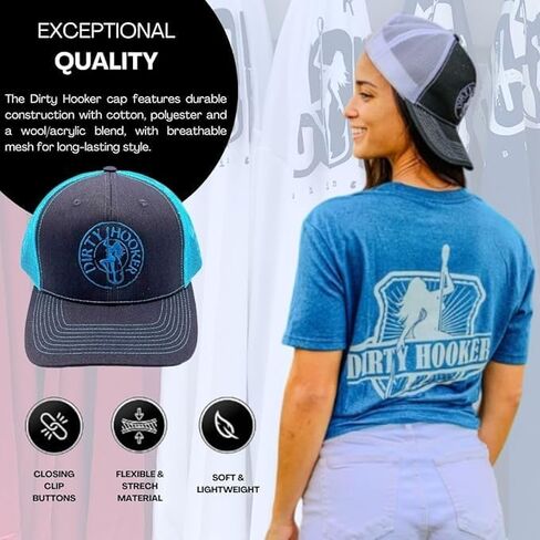 Dirty Hooker Fishing Gear - Fishing Cap for Men and Women - Adjustable Baseball Cap - Dirty Hooker Logo Fishing Hat in Saudi Arabia