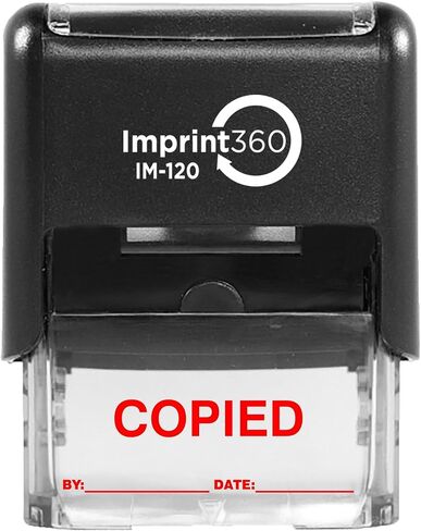AS-IMP1103R - COPIED Stamp with by: & Date:, Red Ink, Heavy Duty Commerical Self-Inking Rubber Stamp, 9/16" x 1-1/2" Impression in Saudi Arabia