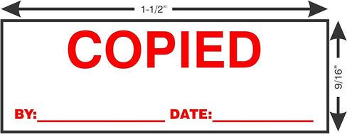 AS-IMP1103R - COPIED Stamp with by: & Date:, Red Ink, Heavy Duty Commerical Self-Inking Rubber Stamp, 9/16" x 1-1/2" Impression in Saudi Arabia