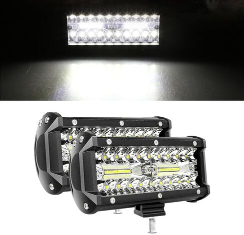 2 PCS LED Light Bars, 400W Led Work Light, 7In Water Proof Spotlight Strip Light, Automotive Lighting Device, Universal for Most Cars, Trucks, Forklifts, Off-Road Vehicles (White) in Saudi Arabia