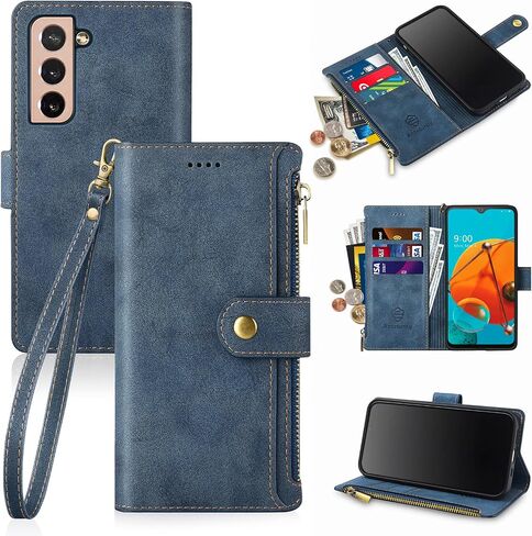 Antsturdy Samsung Galaxy S22+/S22 Plus case Wallet with Card Holder for Women Men,Galaxy S22+/S22 Plus Phone case RFID Blocking PU Leather Flip Cover with Strap Zipper Credit Card Slots,Beige in Saudi Arabia