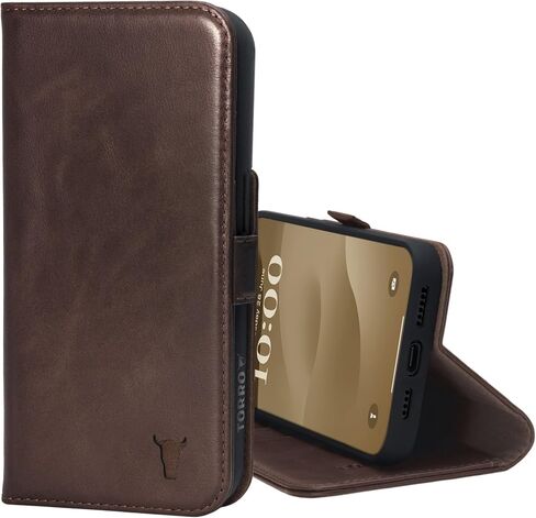 TORRO Leather Case Compatible with iPhone 15 Plus – Premium Leather Wallet Case with Kickstand and Card Slots - Dark Brown in Saudi Arabia