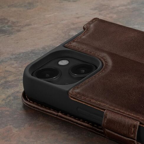 TORRO Leather Case Compatible with iPhone 15 Plus – Premium Leather Wallet Case with Kickstand and Card Slots - Dark Brown in Saudi Arabia