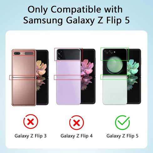 for Samsung Galaxy Z Flip 5 Case, PU+ABS Ultra-Thin Anti-Scratches Shockproof Phone Case for Z Flip 5, Support Wireless Charging, Protective Phone Case with Ring for Women&Men, Green in Saudi Arabia