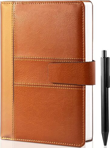 مجلة CAGIE الجلدية للرجال مقاس A5 مذكرات يومية مبطنة للكتابة مع 256 صفحة دفتر يوميات قابل لإعادة الملء مع صندوق هدايا، أسود in Kuwait