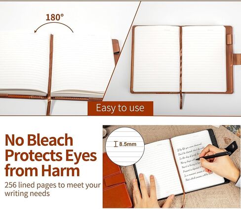 مجلة CAGIE الجلدية للرجال مقاس A5 مذكرات يومية مبطنة للكتابة مع 256 صفحة دفتر يوميات قابل لإعادة الملء مع صندوق هدايا، أسود in Kuwait