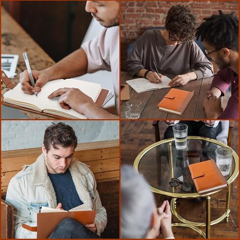 مجلة CAGIE الجلدية للرجال مقاس A5 مذكرات يومية مبطنة للكتابة مع 256 صفحة دفتر يوميات قابل لإعادة الملء مع صندوق هدايا، أسود in Kuwait