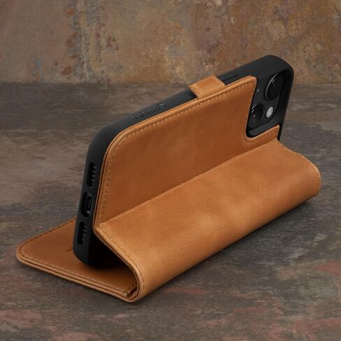TORRO Leather Case Compatible with iPhone 15 Plus – Premium Leather Wallet Case with Kickstand and Card Slots - Dark Brown in Saudi Arabia