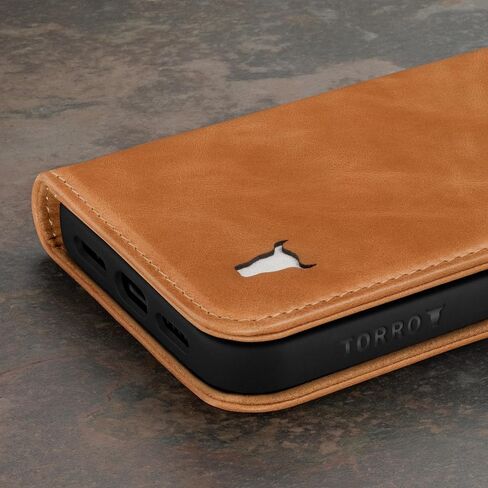 TORRO Leather Case Compatible with iPhone 15 Plus – Premium Leather Wallet Case with Kickstand and Card Slots - Dark Brown in Saudi Arabia