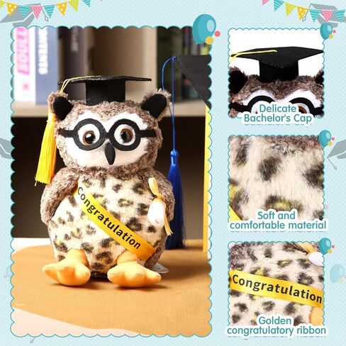 Aoriher Graduation Plush Stuffed Animal 2024 Owl Cute Stuffed Owl Plush Toy Dress up with Tassel Graduation Hat Congratulatory Graduation Gift Decoration for School Graduate 8.7 Inches in Saudi Arabia