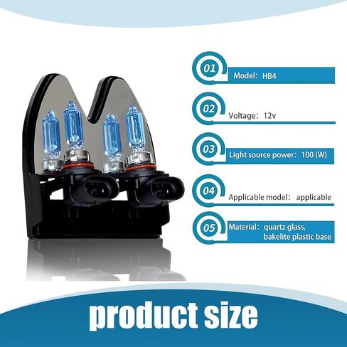 Pack-2 Car Halogen Lights, 12V 100W Super Bright High Beam Low Beam Bulbs Replacement, Universal Waterproof Automotive Driving Fog Lights for Truck SUV Car (White Light #HB3/9005) in Saudi Arabia