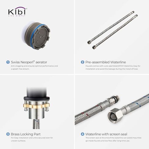 صنبور دائري بمقبض واحد من النحاس الصلب KIBI KBF1009 لحوض الحمام مع تصريف منبثق | صنبور صنبور ذو قوس عالٍ (أسود غير لامع) in Kuwait