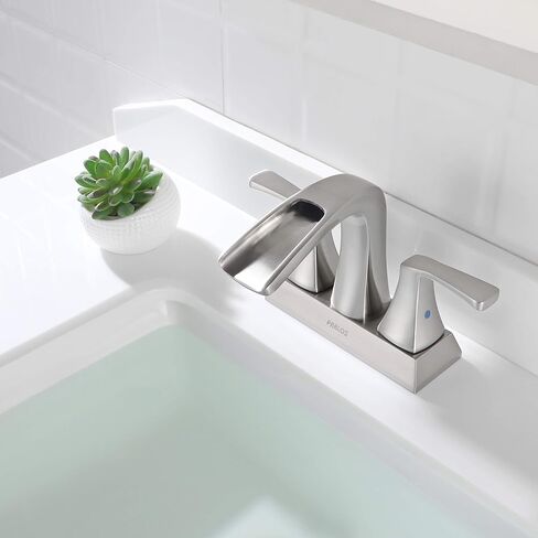 PARLOS Waterfall Spout 2 Handles Bathroom Faucet with Metal Pop-up Drain and Faucet Supply Lines, Oil Rubbed Bronze, Doris 14069 in Saudi Arabia
