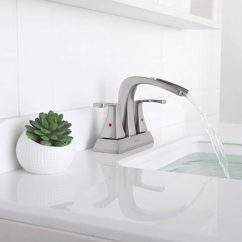 PARLOS Waterfall Spout 2 Handles Bathroom Faucet with Metal Pop-up Drain and Faucet Supply Lines, Oil Rubbed Bronze, Doris 14069 in Saudi Arabia