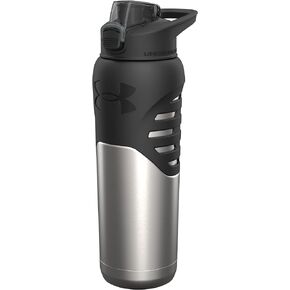 Under Armour Dominate Stainless Steel Water Bottle, 24oz, Silicon Body Grip, Vacuum Insulated, Carabiner Hook Carry, Protective Cap, Leak Proof, For Kids & Adults, All Sports, Gym