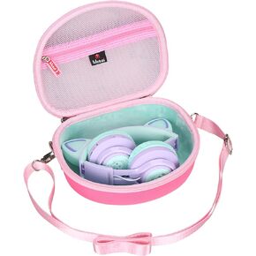 Mchoi Hard Case Suitable for Riwbox CT-7 Pink/for Jack CT-7S Cat Green 3.5mm/ for iClever IC-HS01 Bluetooth Wireless Over-Ear Headphones Headset for Kids Travel Protective Case, Dark Pink, Case Only
