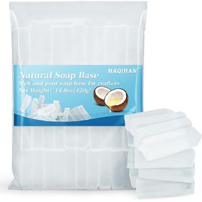 Soap Base Natural 14.8oz - Clear Glycerin Base for Soap Making Melt and Pour Organic Glicerina para Hacer Jabones Foaming Additives Odorless Good Cleaning Ability Soap Making Supplies