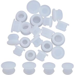 GORGECRAFT 24PCS 4 Sizes Silicone Stoppers for Salt and Pepper Shakers 15/64 23/64 15/32 19/32 Inch Salt Plug Stopper Replacement Bottle Caps Reusable White Round End Cap Corks for Bottles Pots