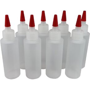 Pinnacle Mercantile (8-Pack 4 Oz Plastic Squeeze Bottles Long Red Tip Caps Food Grade Perfect for Icing, Cookie Decorating, Condiments, Arts and Crafts BPA Free Empty