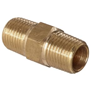 Anderson Metals - 56122-02 56122 Brass Pipe Fitting, Hex Nipple, 1/8" x 1/8" NPT Male Pipe
