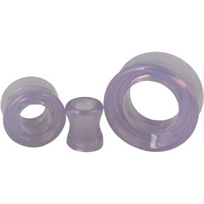 Mystic Metals Body Jewelry Pair of Lavender Opalite Stone Concave Tunnels (STN-752)