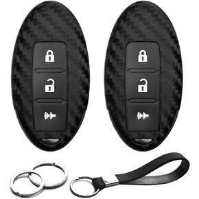 2pcs Compatible with Nissan Z 370Z Armada Frontier Murano Pathfinder Rogue Titan Rogue Juke Leaf Kicks Quest Sentra Tiida Versa Note Xterra X-Trail Infiniti Key Fob Cover Case Keychain Holder