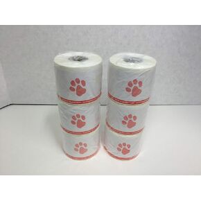 Veterinary Prescription Labels 6 Rolls, Red Paw Print & Warning, 2-1/8" x 2-3/4", 400 per roll, Compatible with 30258