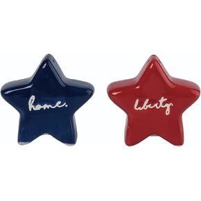 Ceramic American Stars Salt and Pepper Shakers, Set of 2