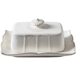WAIT FLY Vintage Ceramic Butter Dish with Lid for Kitchen Countertop, Home Decorative-Black-1 PCS