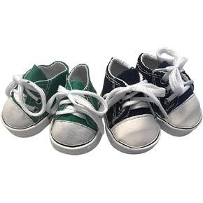2 Pack Canvas Tennis Shoes Fits 18 Inch Girl Dolls- 18 Inch Doll Shoes (Ocean Blue and Forest Green) in Kuwait