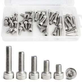 M6 x 30mm 35mm 40mm 45mm 50mm Socket Head Cap Screws Bolts 304 Stainless Steel Machine Metric Hex Socket Screw, 50PCS