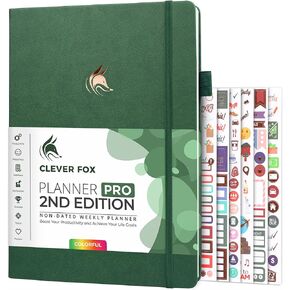 Clever Fox Planner PRO 2nd Edition – Undated Weekly Agenda Planner for Setting Goals, Tasks & Time Management – Life Organizer with To-do Lists & Habit Trackers – Large Format, 8.5x11″ (Dark Teal)