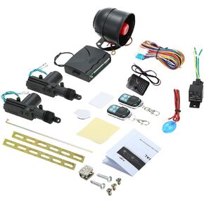 Shkalacar NEW Car Alarm System with 2 Door Remote Central Locking Kit Shock Sensor Immobiliser, Security Antitheft Alarm Systems with Keyless Entry
