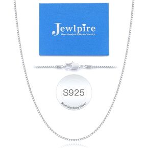 Jewlpire Italian 1MM 1.2MM Solid 14K Gold Over 925 Sterling Silver Chain Necklace for Women Girls, Italian Box Chain Thin & Sturdy & Comfortable Women's Chain Necklaces 14 16 18 20 22 24 26 Inches