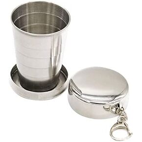 Collapsible Cup, Camping Mug Collapsible Camping Cup Telescopic Stainless Steel Portable Folding Cup with Keychain for Outdoor Travel Camping Hiking Cycling(240ml)