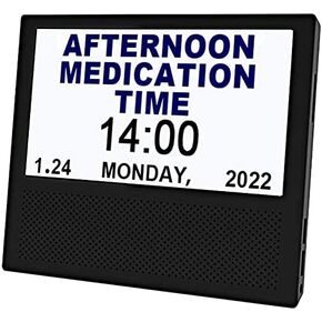 Santek Medicine Reminder Alarm Day Clock Calendar Digital Picture Frame with Big Clear Color Display for Senior Kids Dementia Alzheimer's Memory Loss and Forgetful Minds with AC Adapter (Black)