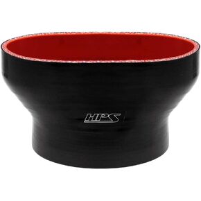 HPS Black 4-ply Polyester Reinforced Silicone Oval to Round Coupler Hose 3-1/2" Compatible for 2005-2010 Ford Mustang GT 55mm throttle body., FOH-55-350-BLK