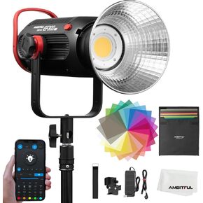 AMBITFUL 300W COB LED Video Light EF300 5600K CRI≥95,TLCI≥95, 6 FX-Effects,Ultra Silent Fan Mode with Bowens Mount, APP Control System, for Video Lighting for YouTube Outdoor Studio