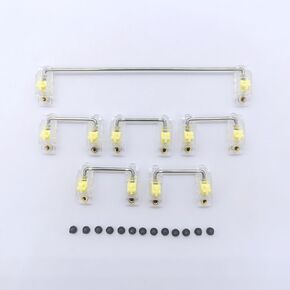 V3 Screw-in Installation Translucent Yellow Keyboard Stabilizers with 2u 6.25u 7u Wires, Keycap Stabilizers Mechanical Keyboard Stabilizers For Diy Mechanical Keyboard PCB(Screw-in/Gold Plated)