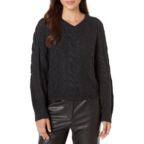 The Drop Women's Weston V-Neck Mixed Cable Pullover Sweater