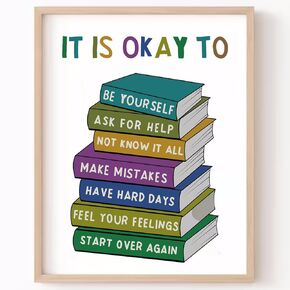 It's Okay to Be Yourself, Boho Classroom Decor, Educational Wall Art, Playroom Wall Art Decor,Nursery Decor,Classroom Must Haves,Boys Girls Toddler Room Decor,No Framed (8x10 Inches)