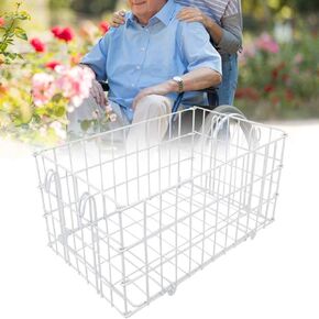 Folding Rear Basket, 40x26x20cm Rear Basket Folding Metal Anti-Rust Large Capacity Wheelchair Basket Rear Bike Basket Rust Proof Metal Wire Bicycle Basket Front Quick Release Basket