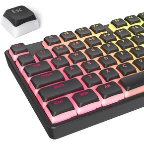 Black Pudding PBT Keycaps, 117 Key XDA Profile Keycaps, Custom Keyboard Keycaps 75 Percent, Minimalist Keycaps Set for Cherry Gateron MX Swithes Mechanical Keyboard (Black)