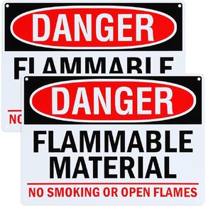 2 Pcs Danger Flammable Material No Smoking or Open Flames Sign 10x14 Inch Rust Free 040 Aluminum Flammable Sign Resistant UV Printed Easy to Mount Weather Resistant Long Lasting Ink