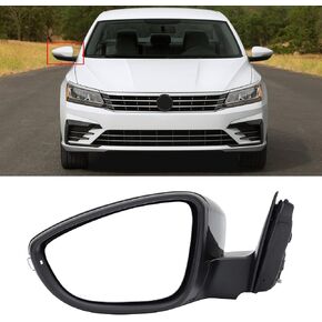 مرآة جانبية للسائق الأيسر مناسبة لسيارة Volkswagen Passat 2016-2020، مرآة باب سوداء لامعة مع زجاج طاقة مُسخن بإشارة الانعطاف (6 دبابيس) in Kuwait
