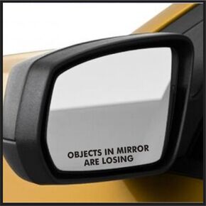 Sticker Connection | Objects in Mirror are Losing | Pair | Bumper Sticker Etched Decal for Car, Truck, Window, Laptop | 0.65"x3" (Matte Black)