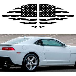 Zhizhong Rear Side Quarter Window Decal Fit for Chevy Camaro 2010-2015, Matte Black American Flag Sticker (A Pair, Matte Black)