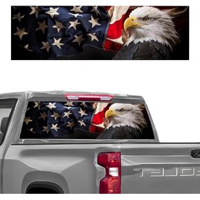 Rear Window Decals for Trucks - 65x22 in Back Window Decals Fit Most Pickup Trucks SUV, Vinyl American Eagle Flag Back Window Decal for Car Personalized Decoration - Colorful