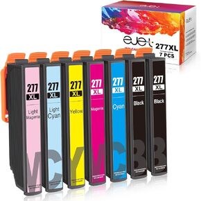 ejet Remanufactured Ink Cartridge Replacement for Epson 277XL 277 T277XL to use with XP-960 XP-970 XP-850 XP-860 XP-950 Printer(2 Black, 1 Cyan, 1 Magenta, 1 Yellow,1 Light Cyan,1 Light Magenta)7 Pack