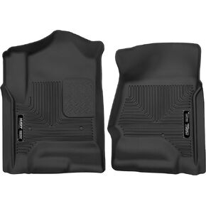Husky Liners X-act Contour Floor Mats | Fits 2015 - 2020 Cadillac Escalade/ESV/Suburban/Tahoe/GMC Yukon/XL, 2014 - 2019 Silverado/Sierra 1500 Crew/Double Cab | Front Row, 2-pc Black - 53111